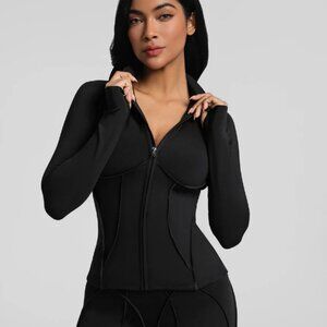 Like New! BetterMe Contour Zip-Up Long Sleeve Top Black in Size L